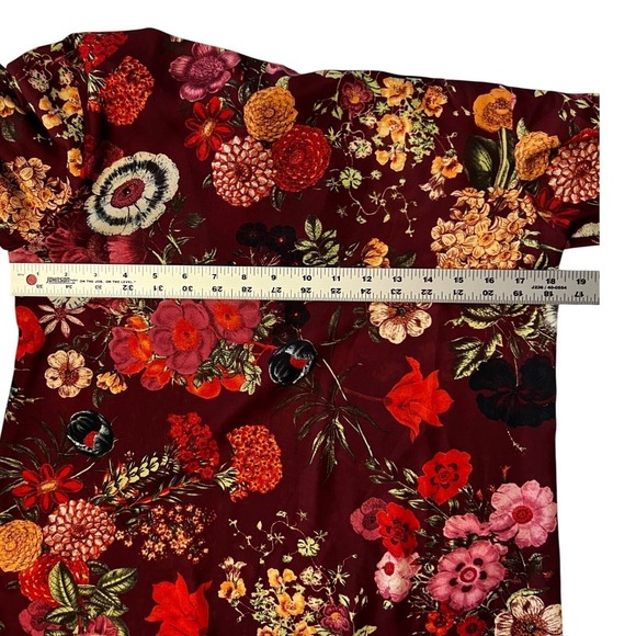 FARM Rio Fabulous Floral Blouse Size S Burgundy Long Sleeve Top NWT - Picture 7 of 10